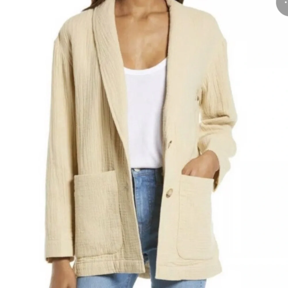 Madewell Dorset Lightspun Oversized Tan blazer size S